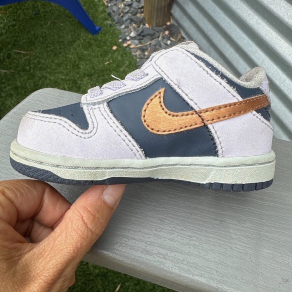 Nike Dunk Low SE TODDLER Size 5c Thunder Blue Metallic Copper Low Sneaker Shoes